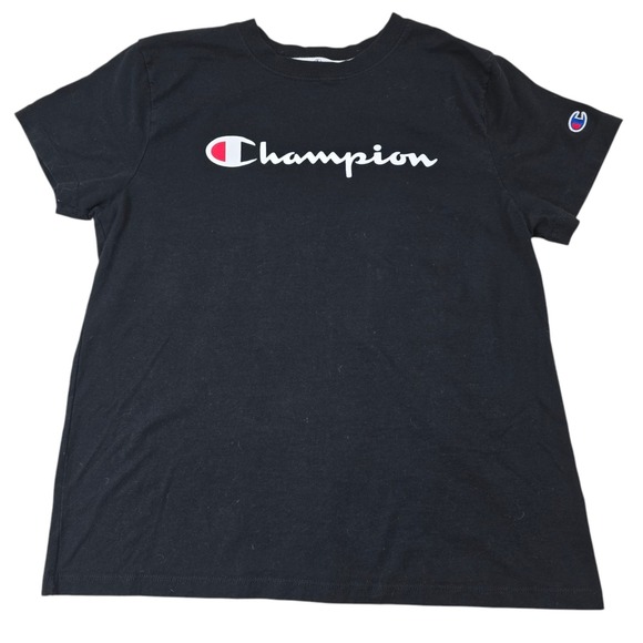 Champion Youth Boy's Soft Short Sleeve Everyday‎ Chest Graphic Logo Tee Black M - Picture 1 of 6